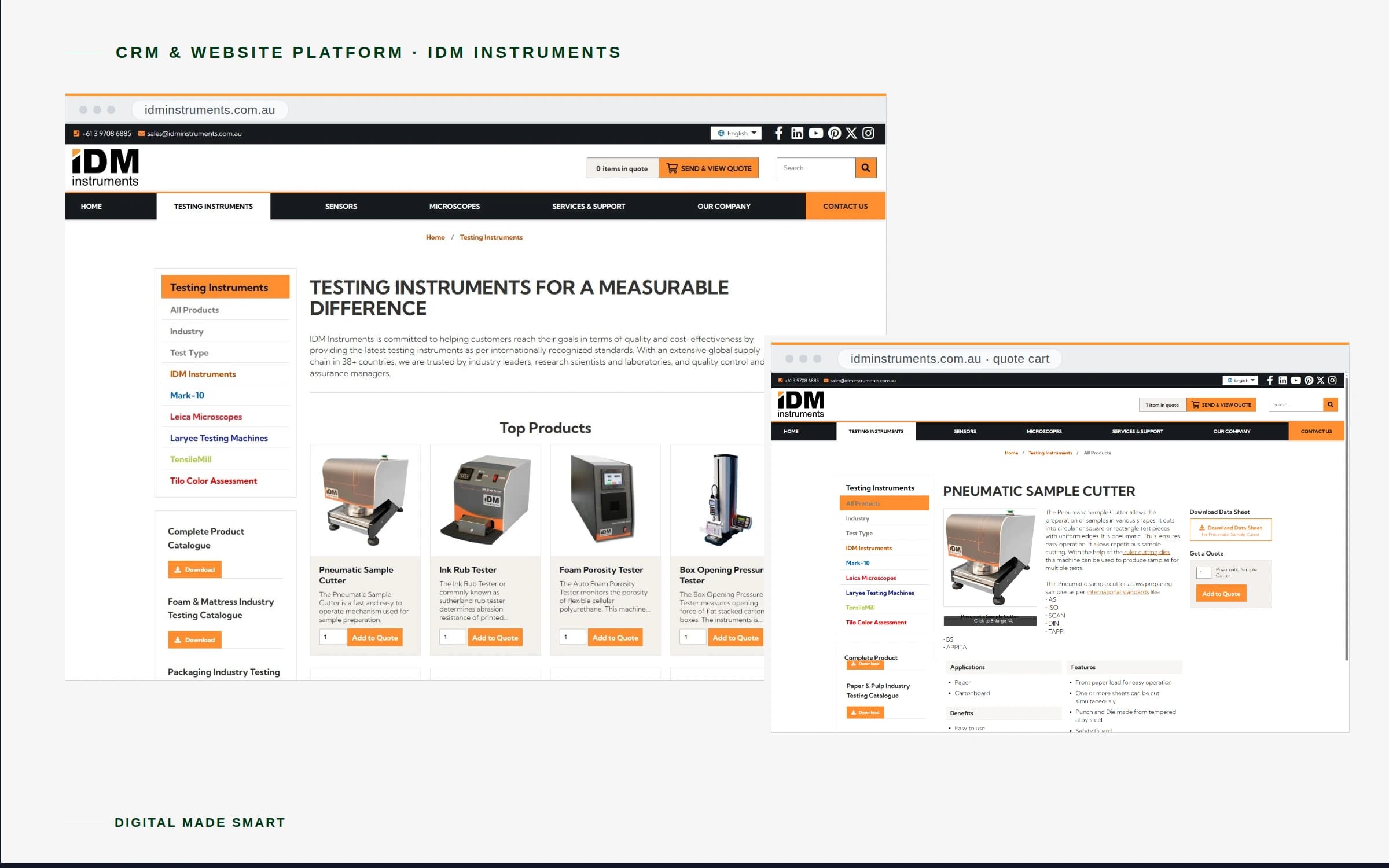 Quote creation cut from 45 minutes to 10: CRM and website rebuild for IDM Instruments