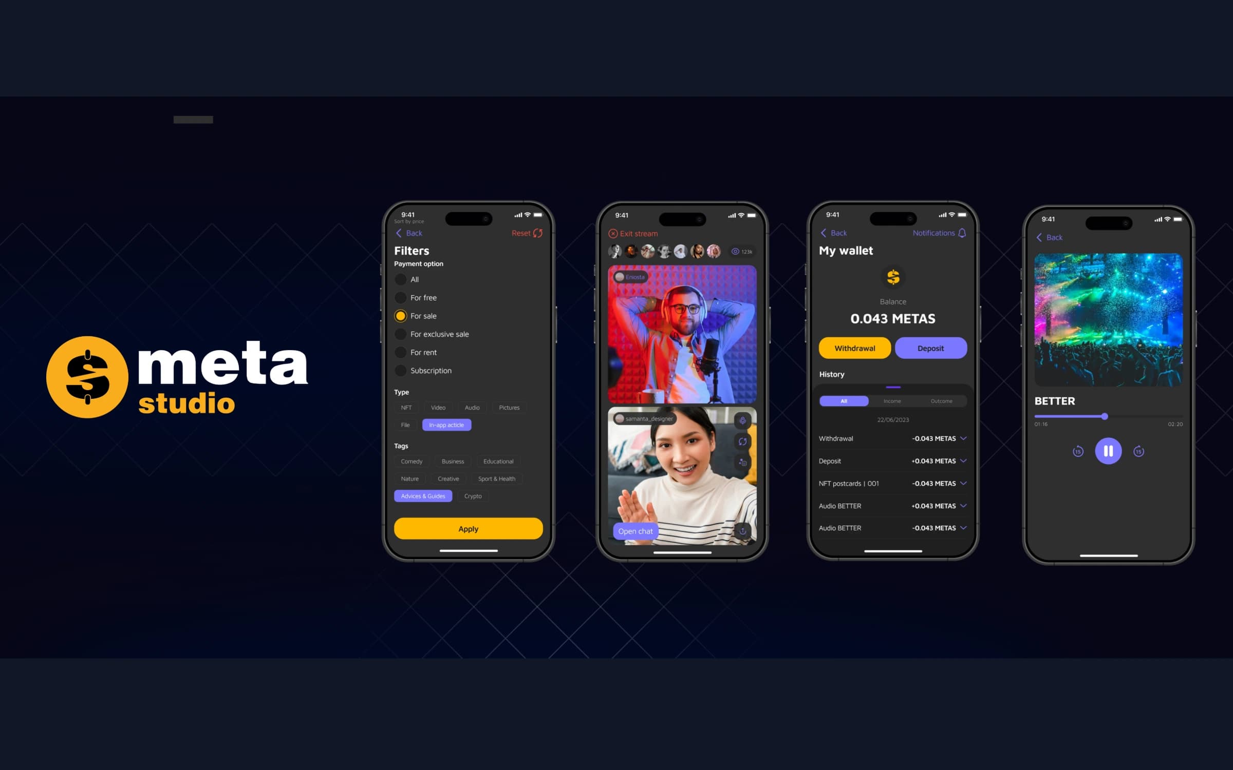 MetaStudio - Creator Platform & Live Streaming Mobile App